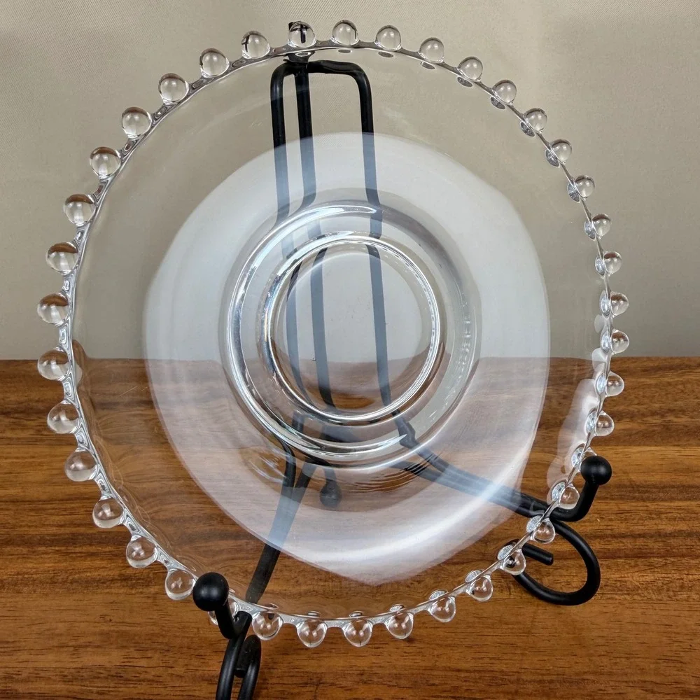 Imperial Candlewick Glass Beaded Edge 6.25 Inch Bread Dessert Plate Vintage